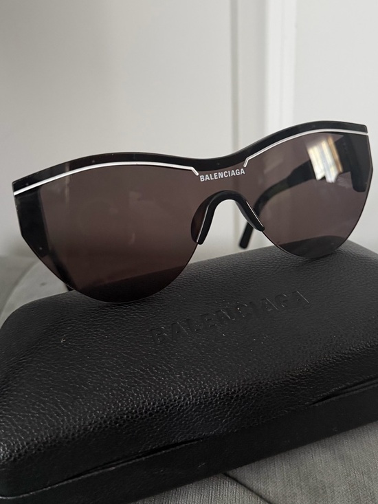 Balenciaga Accessories - Balenciaga Black Shield Sunglasses with Subtle Silver Trim